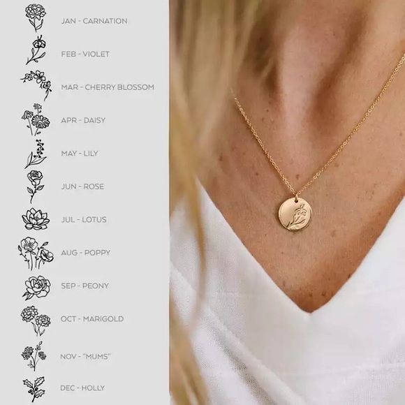 Urban Outfitters Jewelry - Minimalist Birth Flower Bohemian Pendant Necklace